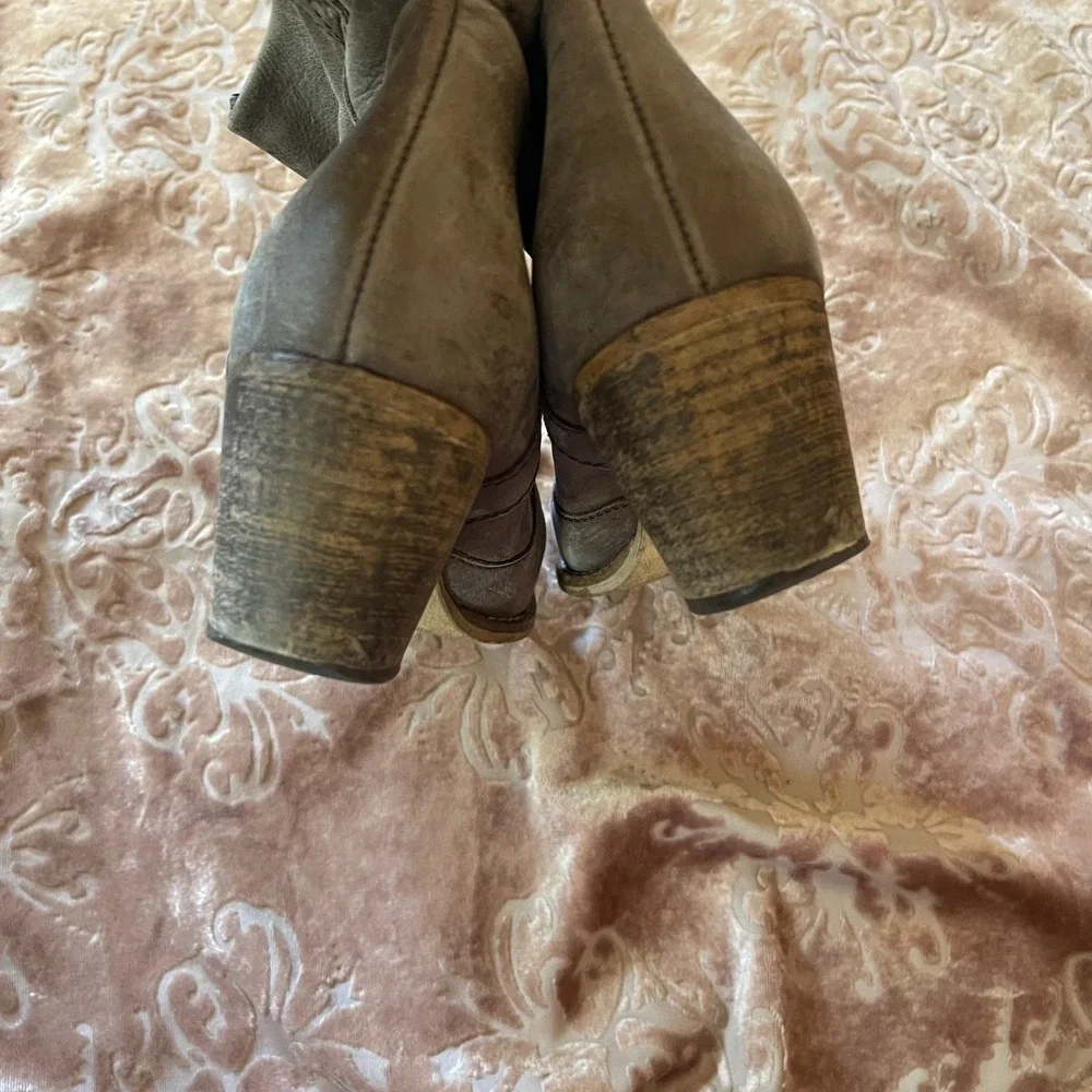 Sundance Leather Ankle Boots Women's‎ Taupe Stacked  Western boho Size 37